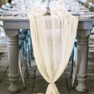 18" W x 180" L Chiffon Table Runner, Ivory